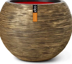 Capi nature bol rib nl kunststof vaas 40x32 cm zwart, goud