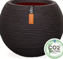 Capi nature bol rib nl kunststof vaas 40x32 cm zwart