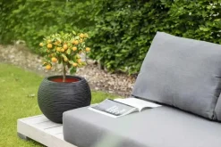 Capi nature bol rib nl kunststof vaas 40x32 cm zwart