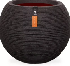 Capi nature bol rib nl kunststof vaas 40x32 cm zwart