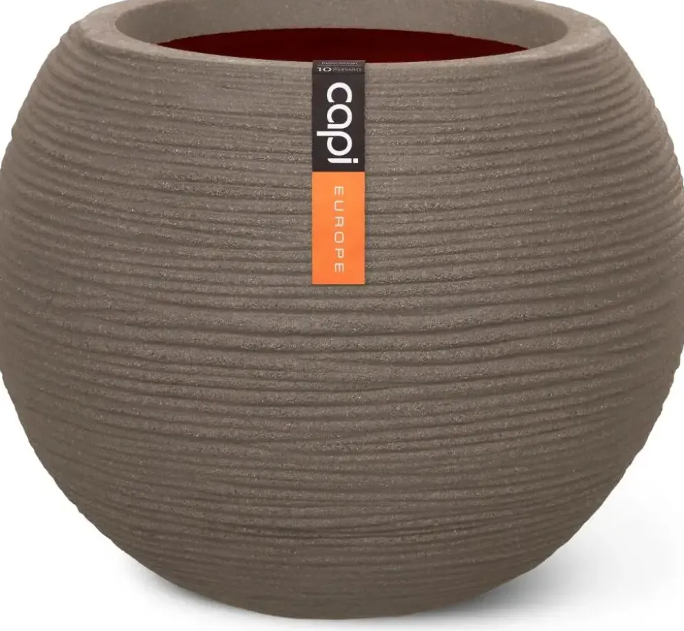Capi nature bol rib nl kunststof bloempot 62x48 cm warme taupe