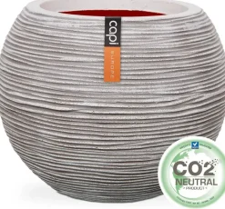 Capi nature bol rib nl kunststof vaas 62x48 cm ivoor