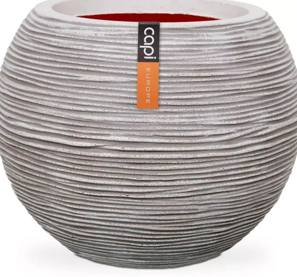 Capi nature bol rib nl kunststof vaas 62x48 cm ivoor