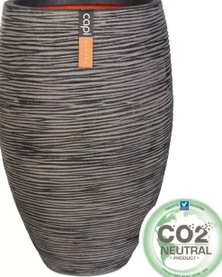 Capi nature elegant deluxe rib nl kunststof vaas 56x85 cm antraciet