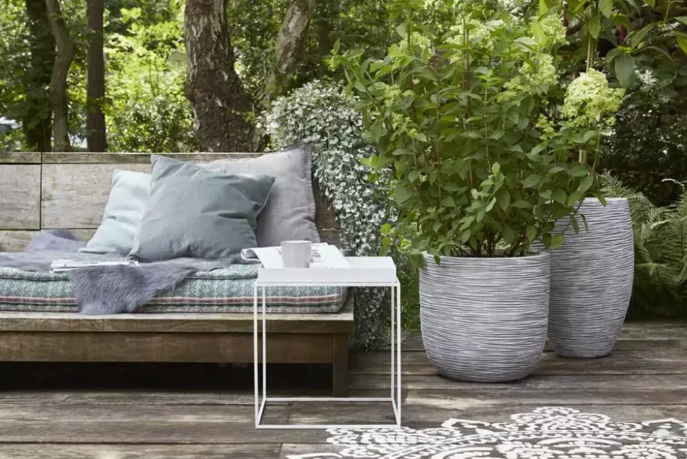 Capi nature elegant deluxe rib nl kunststof vaas 40x60 cm ivoor