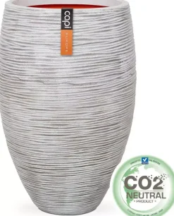 Capi nature elegant deluxe rib nl kunststof vaas 56x85 cm ivoor