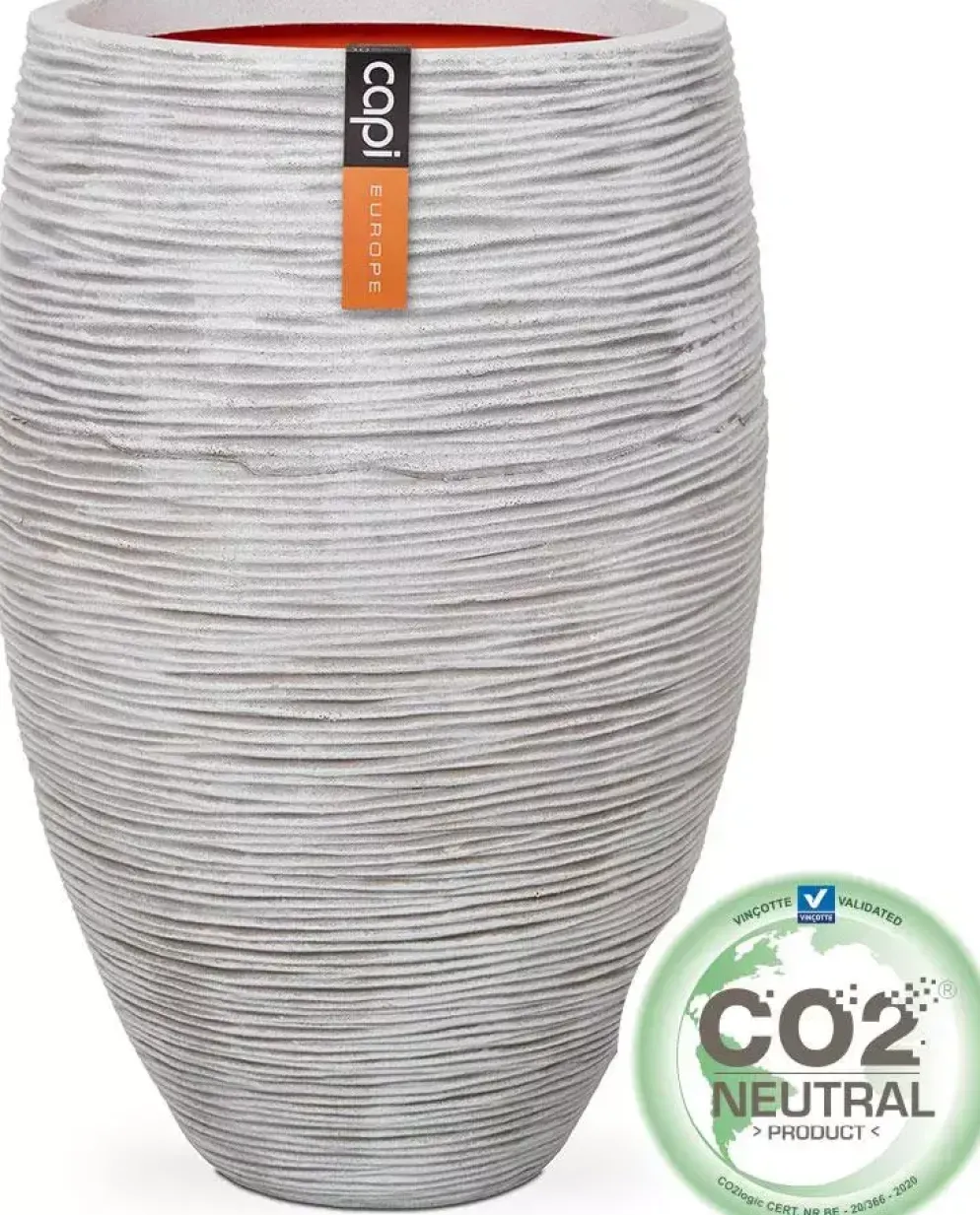 Capi nature elegant deluxe rib nl kunststof vaas 56x85 cm ivoor