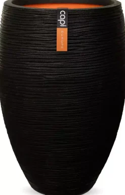 Capi nature elegant deluxe rib nl kunststof vaas 40x60 cm zwart