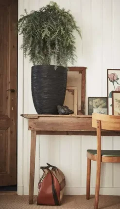 Capi nature elegant laag rib nl kunststof vaas 46x58 cm zwart