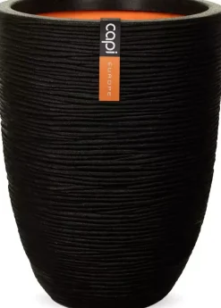 Capi nature elegant laag rib nl kunststof vaas 34x46 cm zwart