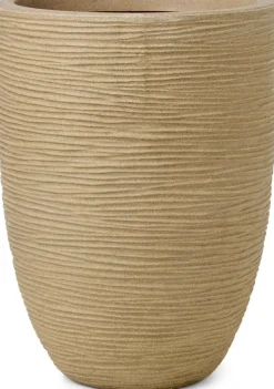 Capi nature elegant laag rib nl kunststof vaas 46x58 cm beige