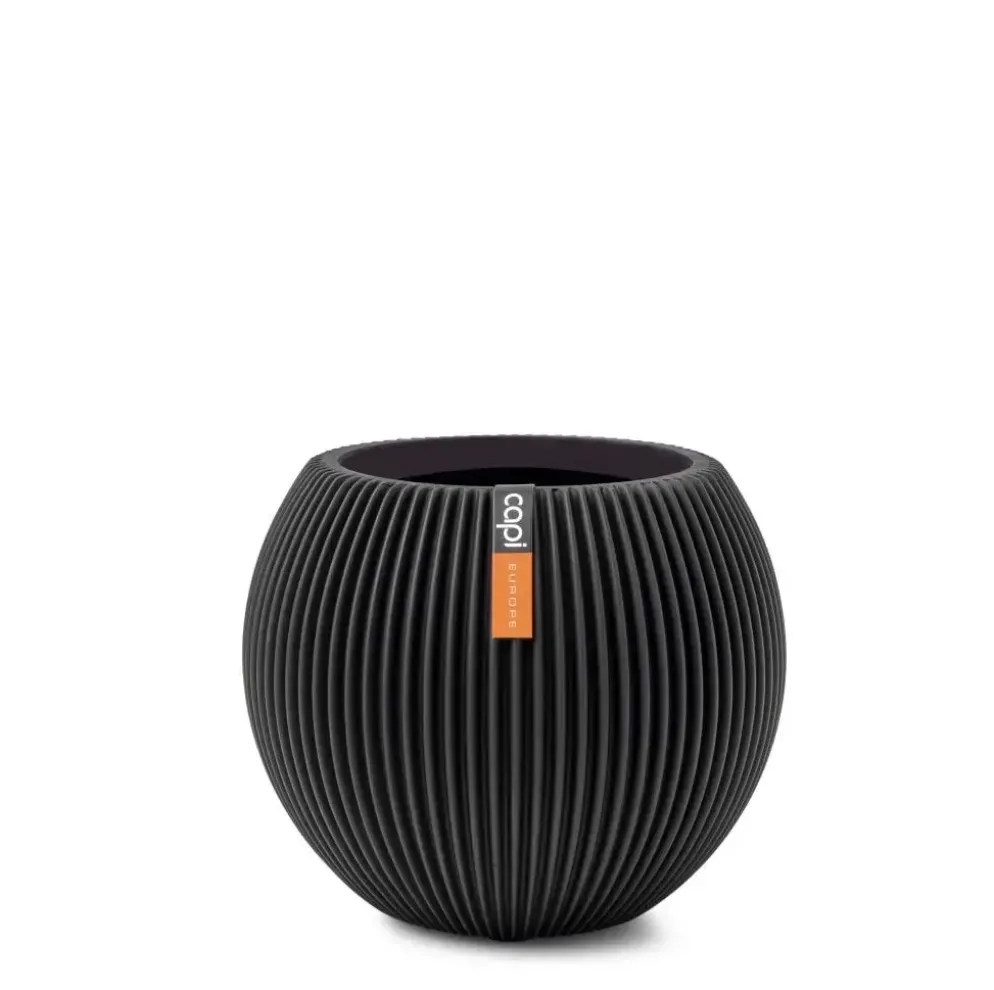 Capi nature groove indoor bol bloempot 21x19 cm zwart