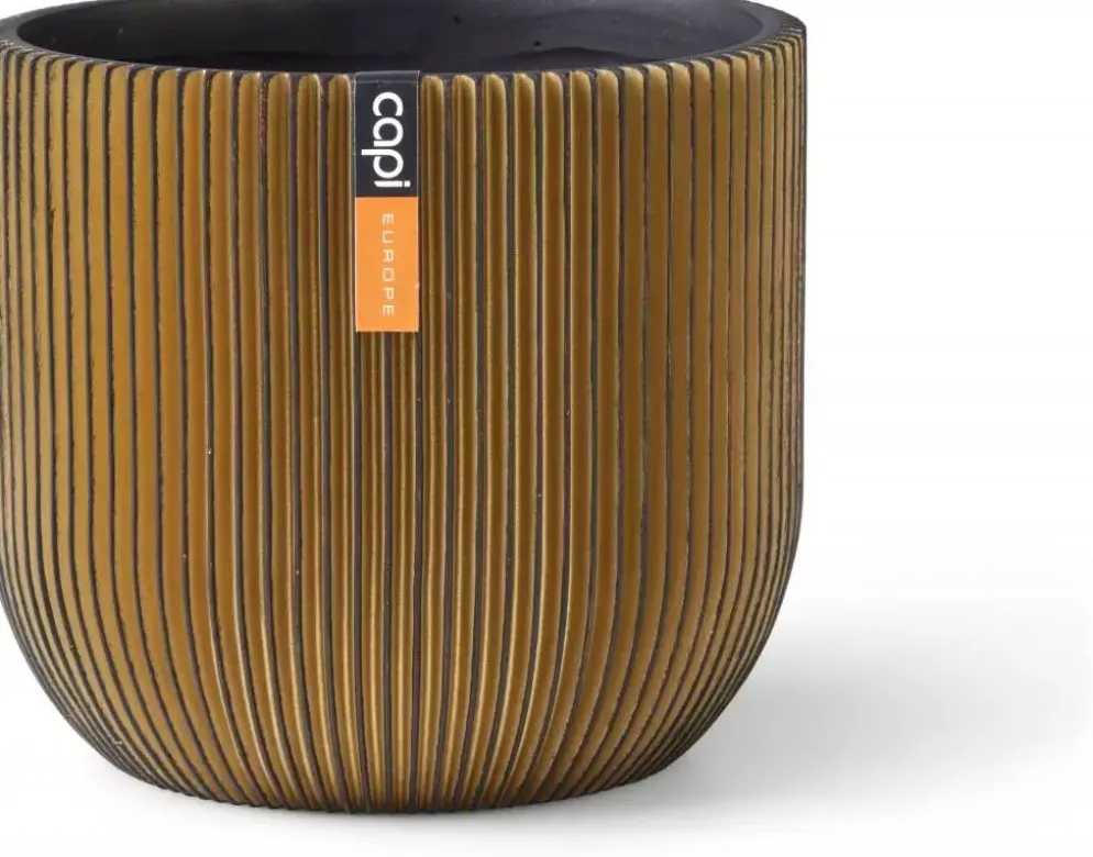 Capi nature groove indoor bol bloempot 10x9 cm zwart goud