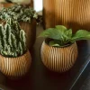 Capi nature groove indoor bol bloempot 17x14 cm zwart goud