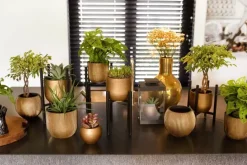 Capi nature groove indoor bol bloempot 17x14 cm zwart goud