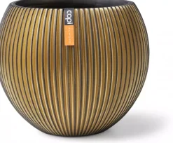 Capi nature groove indoor bol bloempot 23x19 cm zwart goud