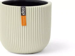 Capi nature groove indoor bol bloempot 17x15 cm beige