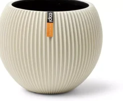 Capi nature groove indoor bol bloempot 18x15 cm beige