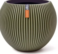 Capi nature groove indoor bol bloempot 18x15 cm groen