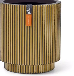 Capi nature groove indoor cilinder bloempot 23x25 cm zwart goud