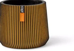 Capi nature groove indoor sandbag bloempot 10x9 cm zwart goud