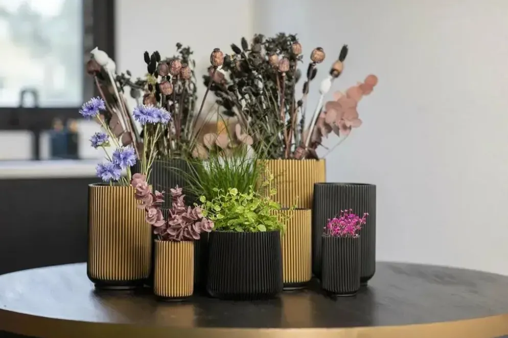 Capi nature groove indoor sandbag bloempot 10x9 cm zwart