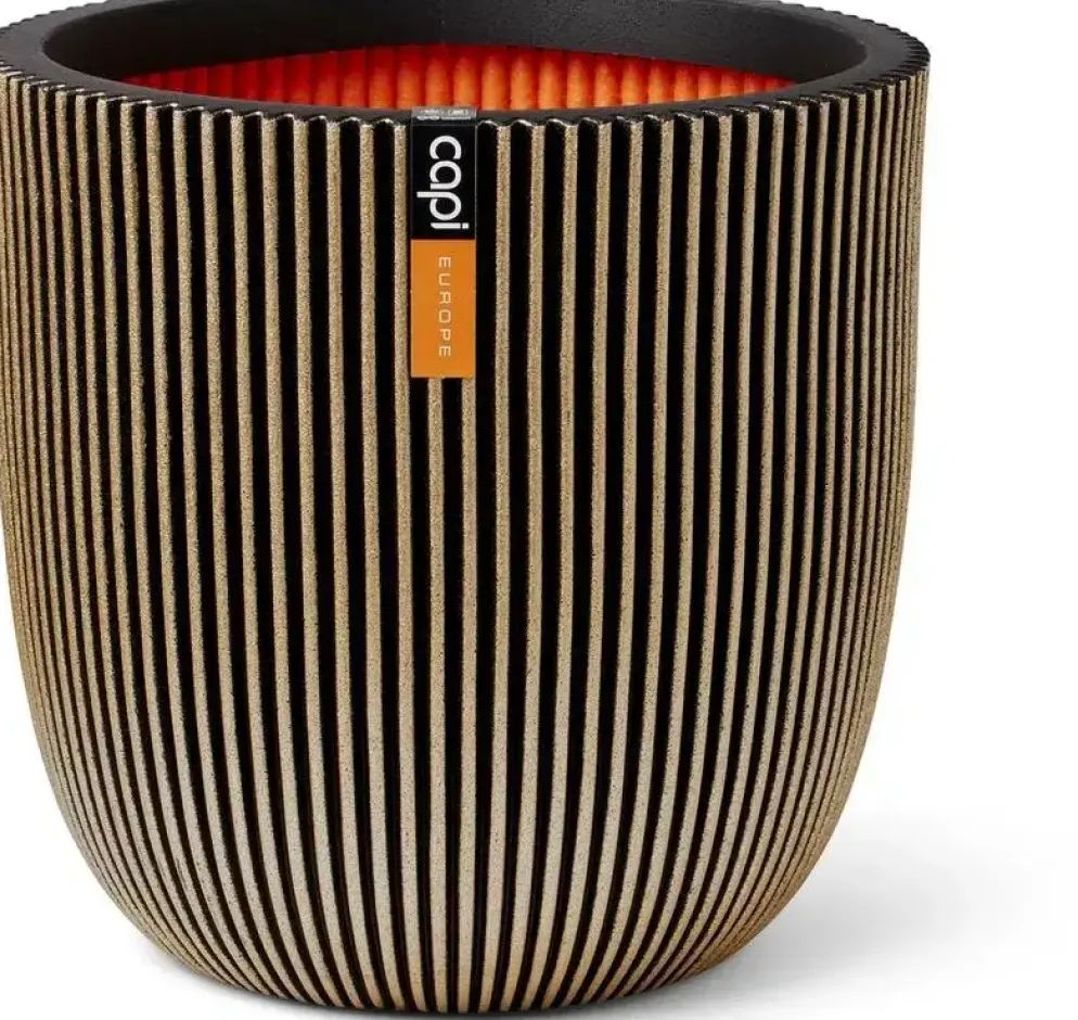Capi nature groove nl bol bloempot 54x52 cm zwart goud
