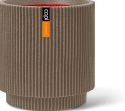 Capi nature groove nl cilinder vaas 44x46 cm warme taupe