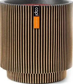 Capi nature groove nl cilinder bloempot 35x38 cm zwart goud