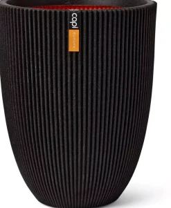 Capi nature groove nl elegant laag vaas 46x58 cm zwart