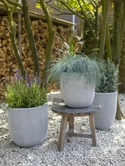 Capi nature groove nl elegant laag vaas 46x58 cm ivoor