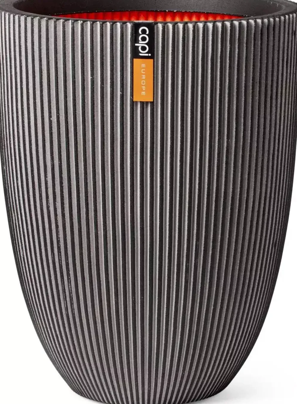 Capi nature groove nl elegant laag vaas 34x46 cm antraciet