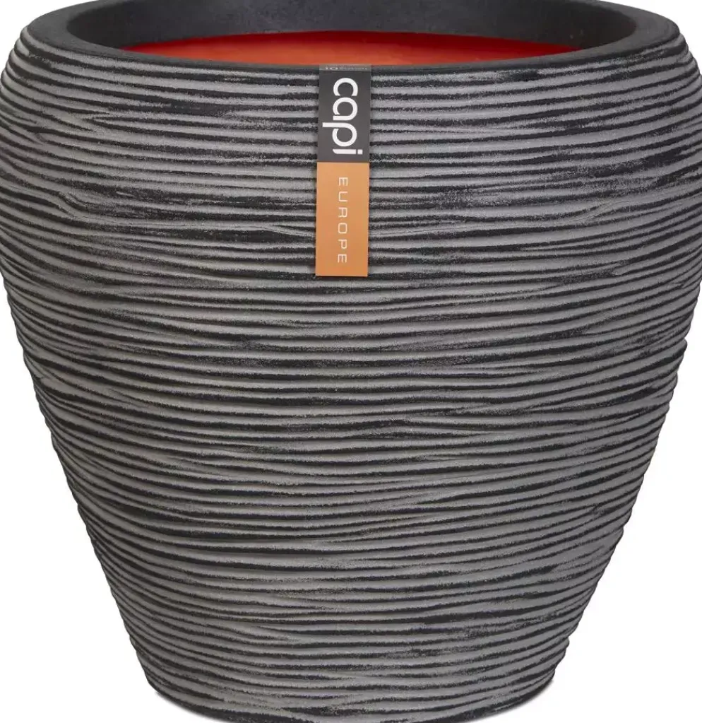 Capi nature rib nl bloempot tapered round 42x38 cm antraciet