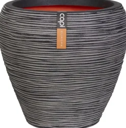 Capi nature rib nl bloempot tapered round 42x38 cm antraciet