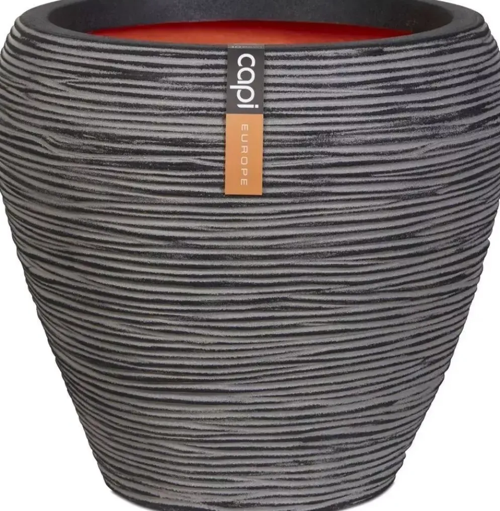 Capi nature rib nl bloempot tapered round 42x38 cm antraciet