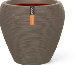 Capi nature rib nl bloempot tapered round 42x38 cm Taupe