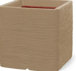 Capi nature rib nl kunststof plantenbak 40x40x40 cm beige