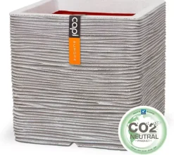 Capi nature rib nl kunststof plantenbak 50x50x50 cm ivoor