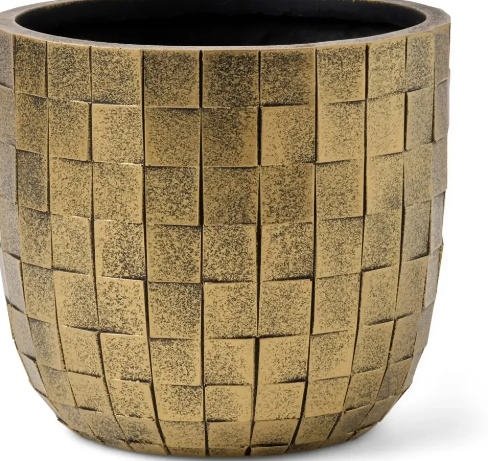 Capi Pot bol blocks d14h13cm zwart/goud