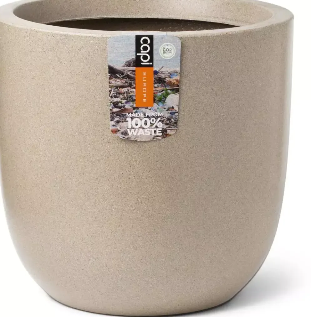 Capi waste bol smooth nl kunststof bloempot 35x34 cm terrazzo beige