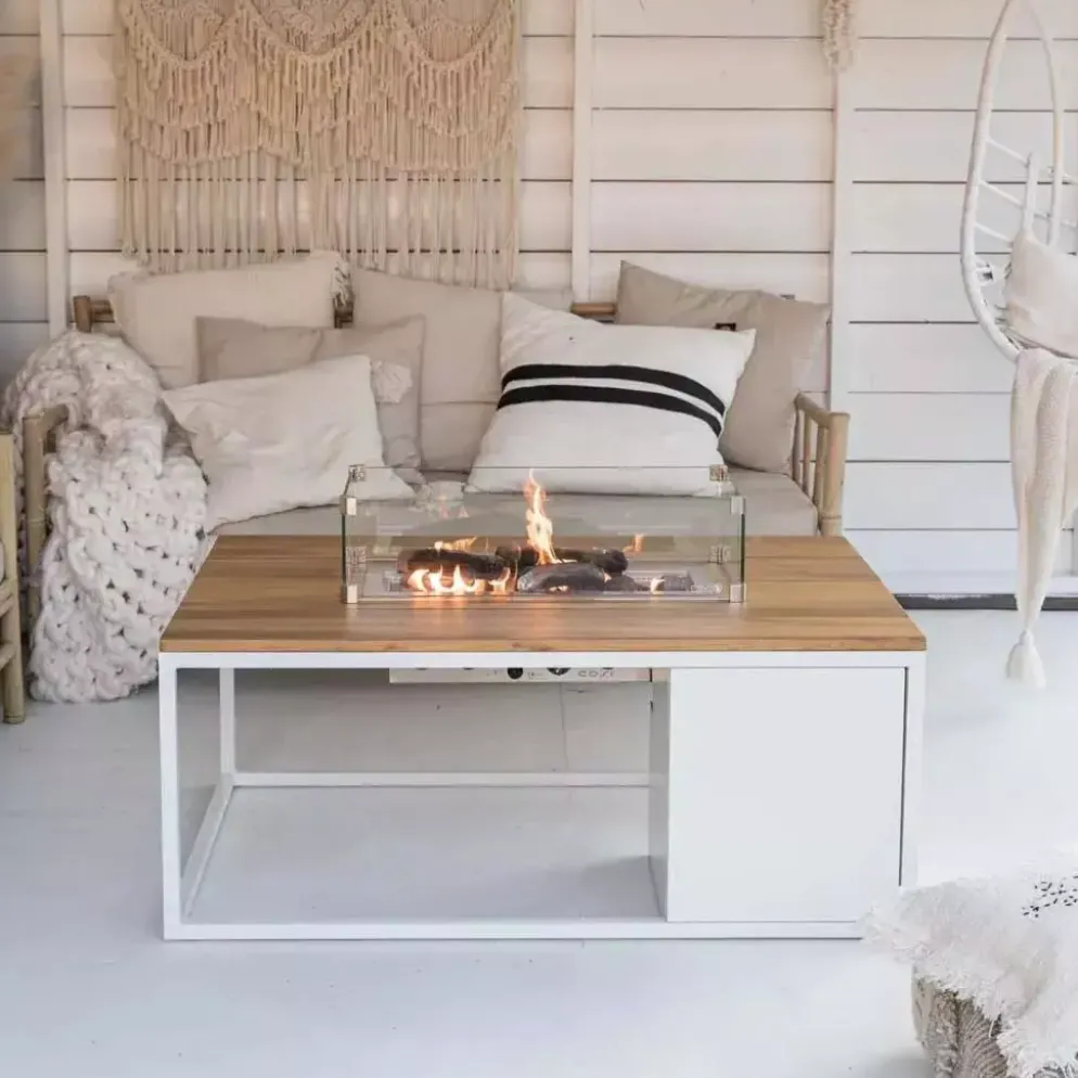 Cosi Fires vuurtafel cosiloft 120 lounge table white/teak