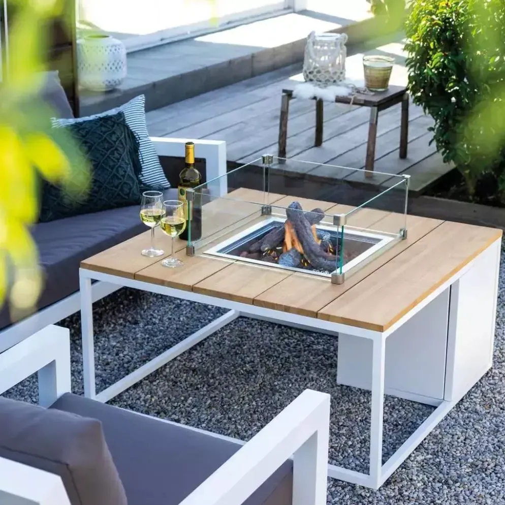 Cosi Fires vuurtafel cosiloft 100 lounge table white/teak