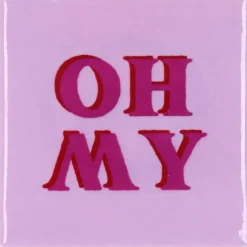 Daan Kromhout Design tegeltje keramiek oh my 10x10cm purple