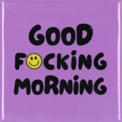 Daan Kromhout Design tegeltje keramiek good morning 10x10cm purple