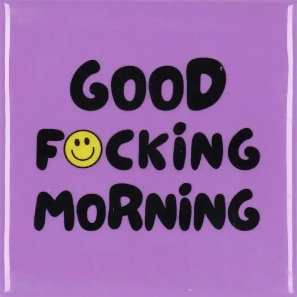 Daan Kromhout Design tegeltje keramiek good morning 10x10cm purple