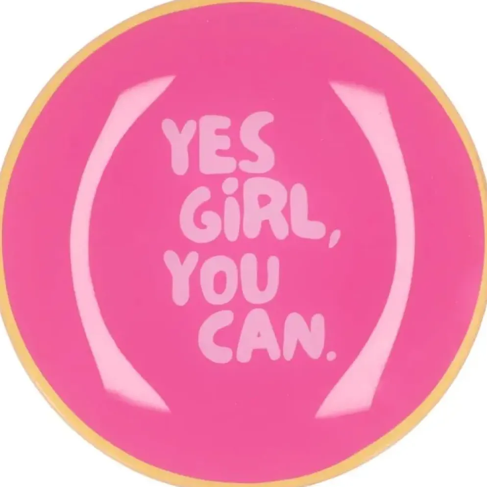 Daan Kromhout Design tegeltje glas yes girl, you can 18x18cm