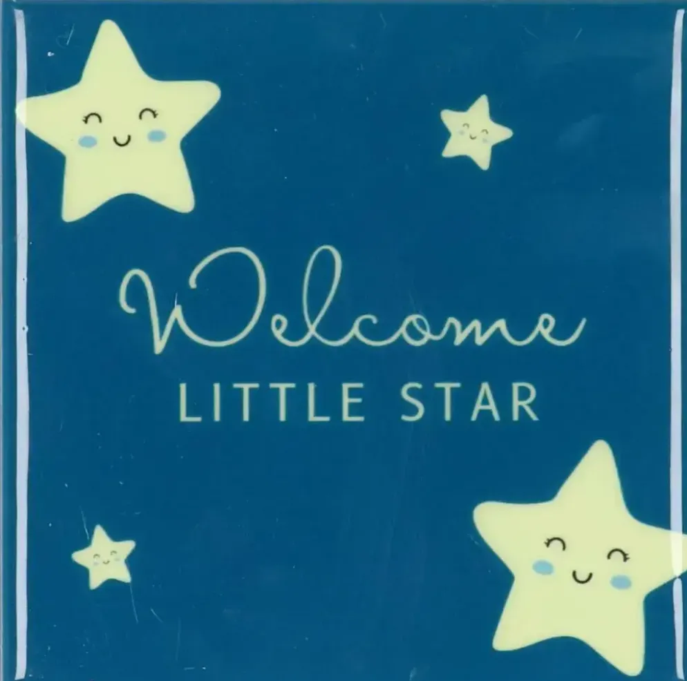 Daan Kromhout Design tegeltje keramiek welcome little star 10x10cm blue