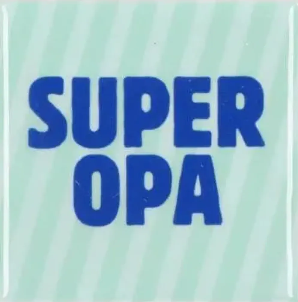 Daan Kromhout Design tegeltje super opa 10x10cm blauw