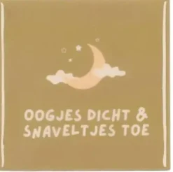 Daan Kromhout Design tegeltje keramiek oogjes dicht 10x10cm bruin