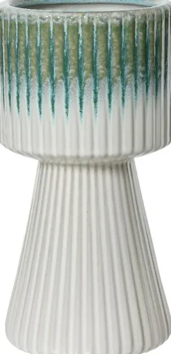 Decoris bloempot rond keramiek 15x29cm wit